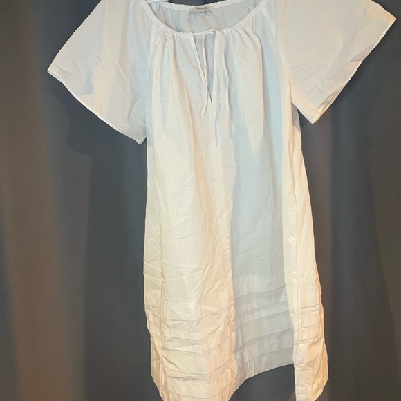 Poplin Flutter-Sleeve Pintuck Mini Dress Size L - Picture 3 of 5